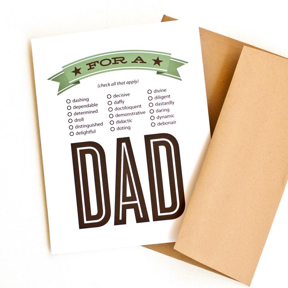 Personalized Father's Day Card, Funny Clever Card for Dad // DADJECTIVE