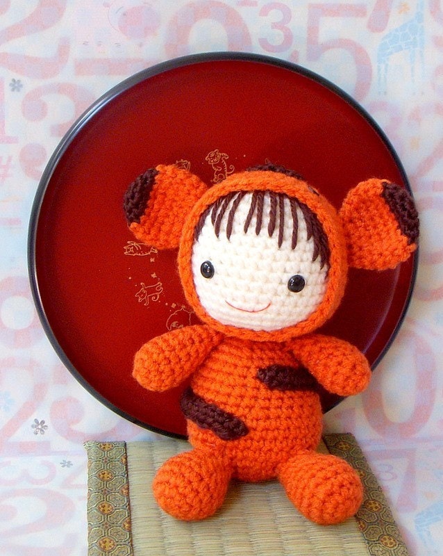 Crochet amigurumi pattern -  Zodiac Tiger  Baby - Amigurumi doll tutorial PDF