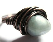 Wire Wrap Ring Copper Blue Amazonite Unisex