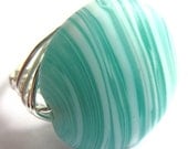 Wire Wrap Ring Turquoise Striped Fashion Jewelry