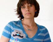 Eco Friendly Clothing Womans Tshirt Mustache Rain Cloud Size Medium Upcycled by TrashN2Tees
