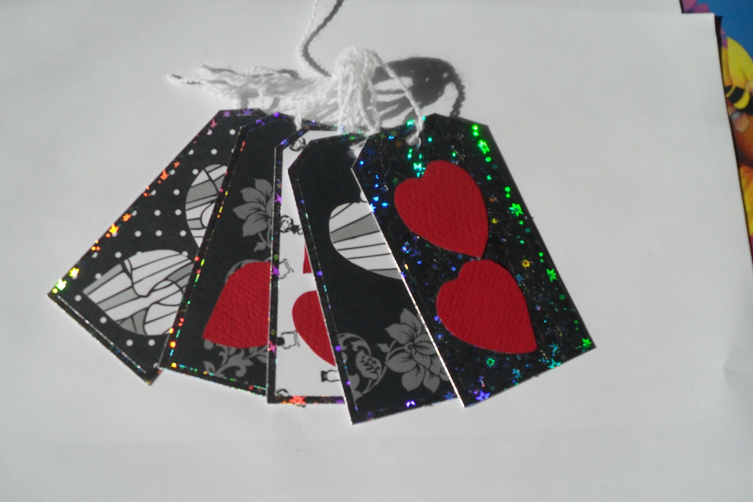 Black, White, and Red Heart Holiday GiftTags