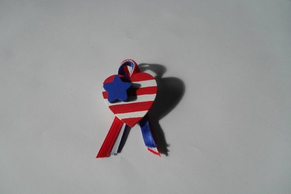 Patriotic Red, White, and Blue Heart Pin