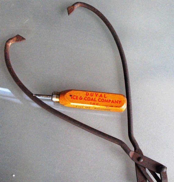 Vintage Duval Ice Pick and Ice Block Tongs by VintageCoolETC