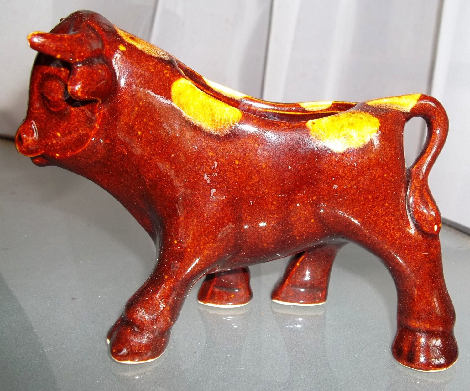 Vintage Ceramic Bull Planter or Trinket Holder