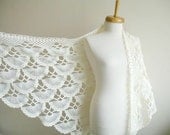 Wedding Wrap, Ivory Bridal Shawl, ivory Triangle Shawl By Crochetlab, Spring Wedding, Ready To Ship, Gift for Her