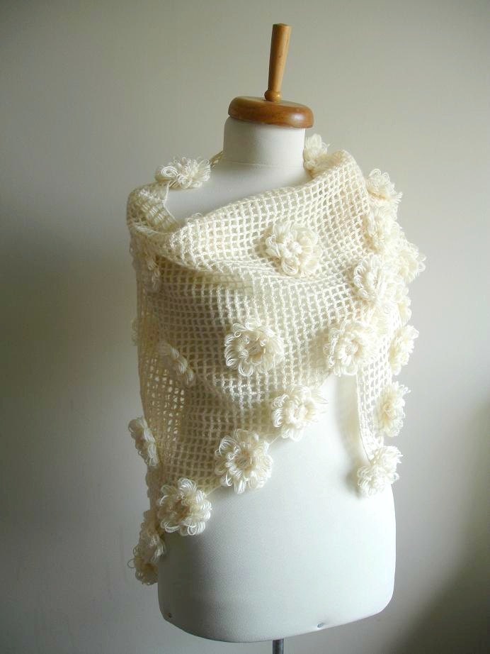 Bridal Shawl, Ivory, Ready to Ship, Mohair , Spring Wedding, Handmade wedding, Unique wedding
