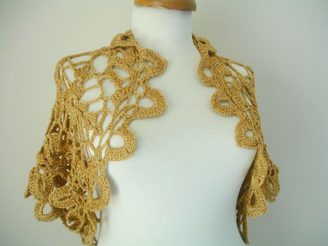 Golden Shrug,  Express Shipping, Spring Collection, Unique Design Shrug,  Cardigan, OOAK