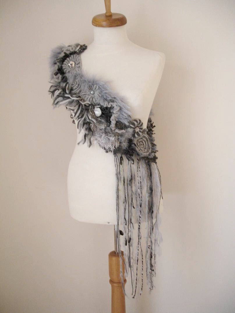 Freeform, Fiberart Crochet Capelet,  By CrochetLab, wearableart