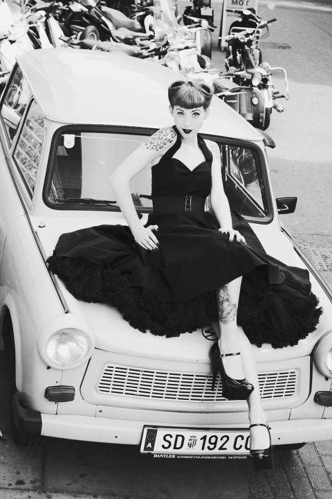 Plain Black 1950's style Full Circle Skirt Halterneck Dress