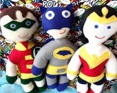 batman Robin and Wonder Woman crime fighting set of THREE soft super hero action figures