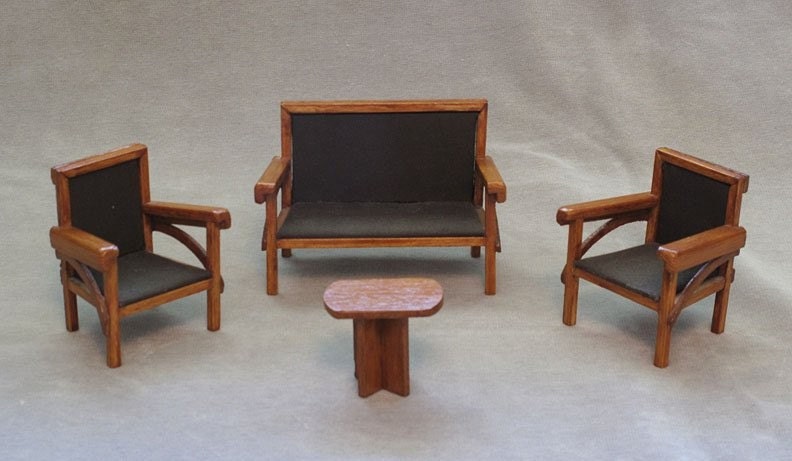 Vintage Art Deco Era Hand-Made Doll House Furniture