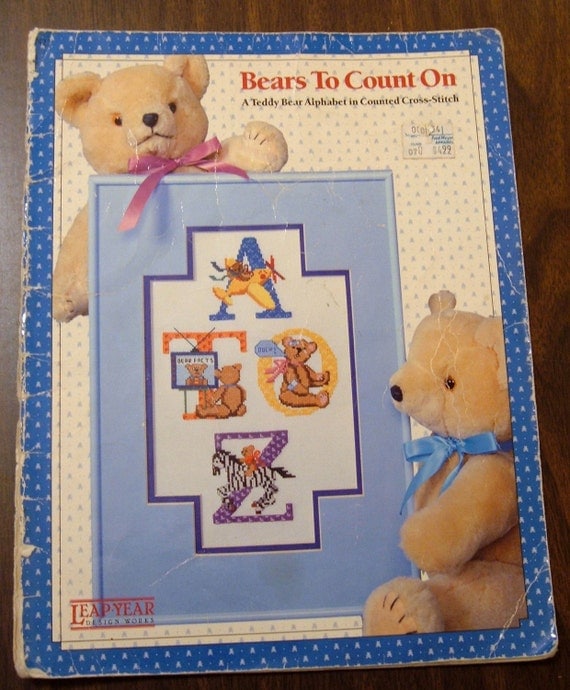 Teddy Bear Alphabet Cross Stitch Pattern by ParsleysPeakStudio