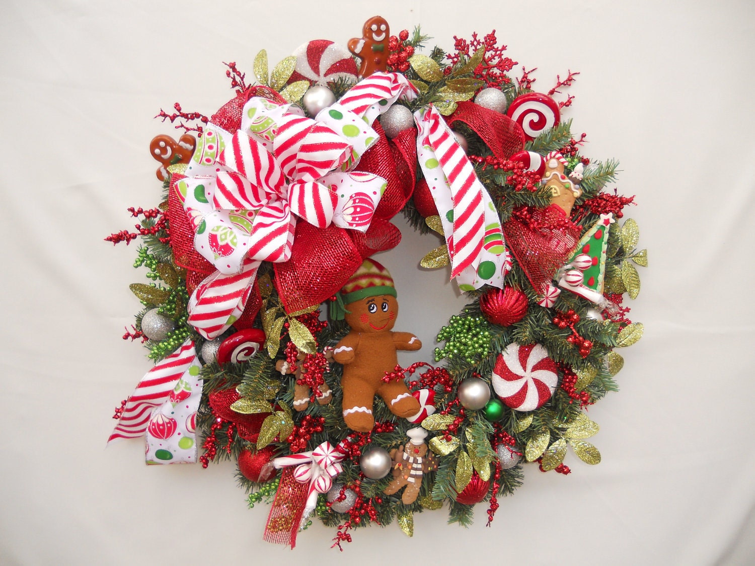 Christmas Wreath Gingerbread Man Holiday Door Wreath