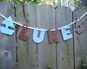 baby shower decorations, fabric letter garland, recycled banner, priced per letter
