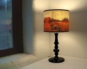 Red colourway - Suburban Dream Handmade Lampshade with original digital artwork. 30cm diameter (See other listings for more sizes)