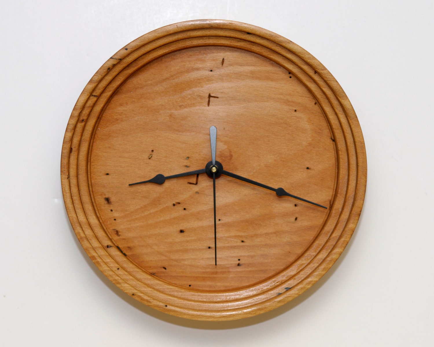 Wormy Beech Wood Turned Wall Clock with a by WoodArtForLiving