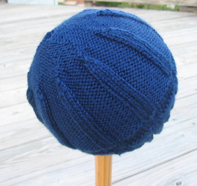 Dark blue knitted baby boy hat