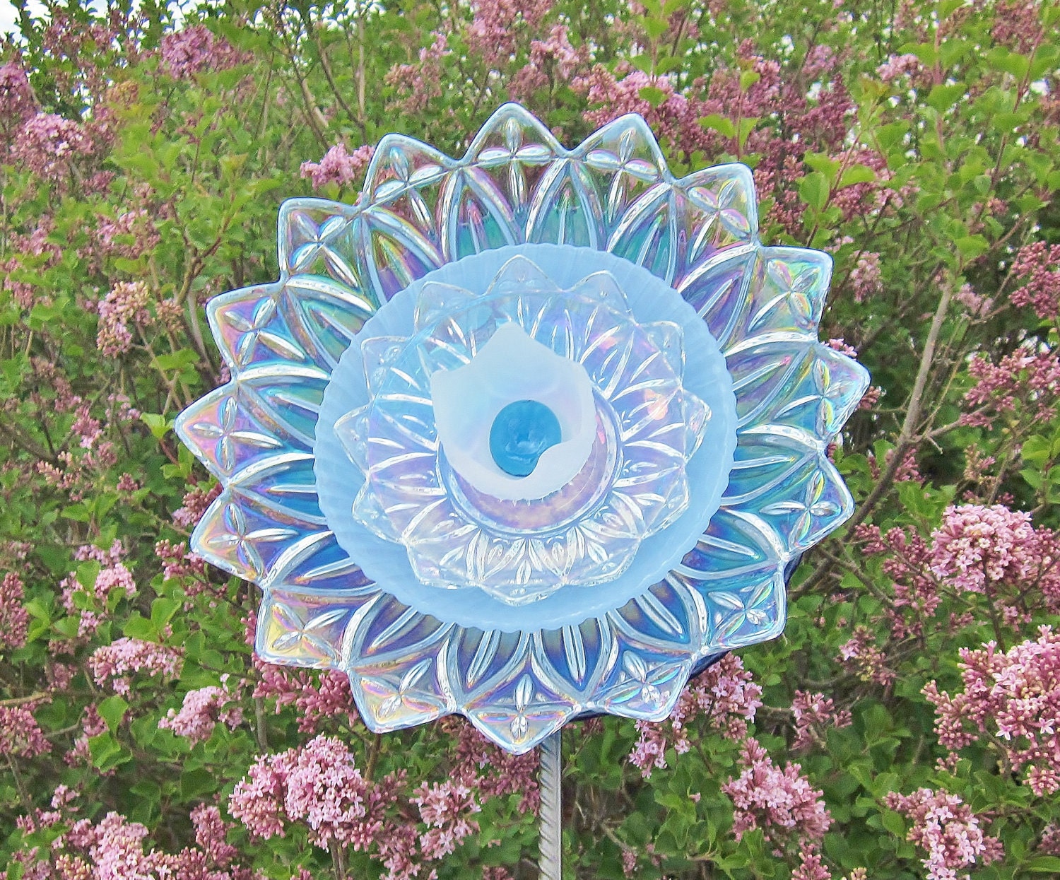 Blue Garden Art Yard Suncatcher UpCycled RePurposed Glass OCEANA