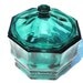 Teal Blue Glass Covered Bowl Candy Dish Mid Century