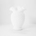 Vintage White Hobnail Milk Glass Ruffled Vase