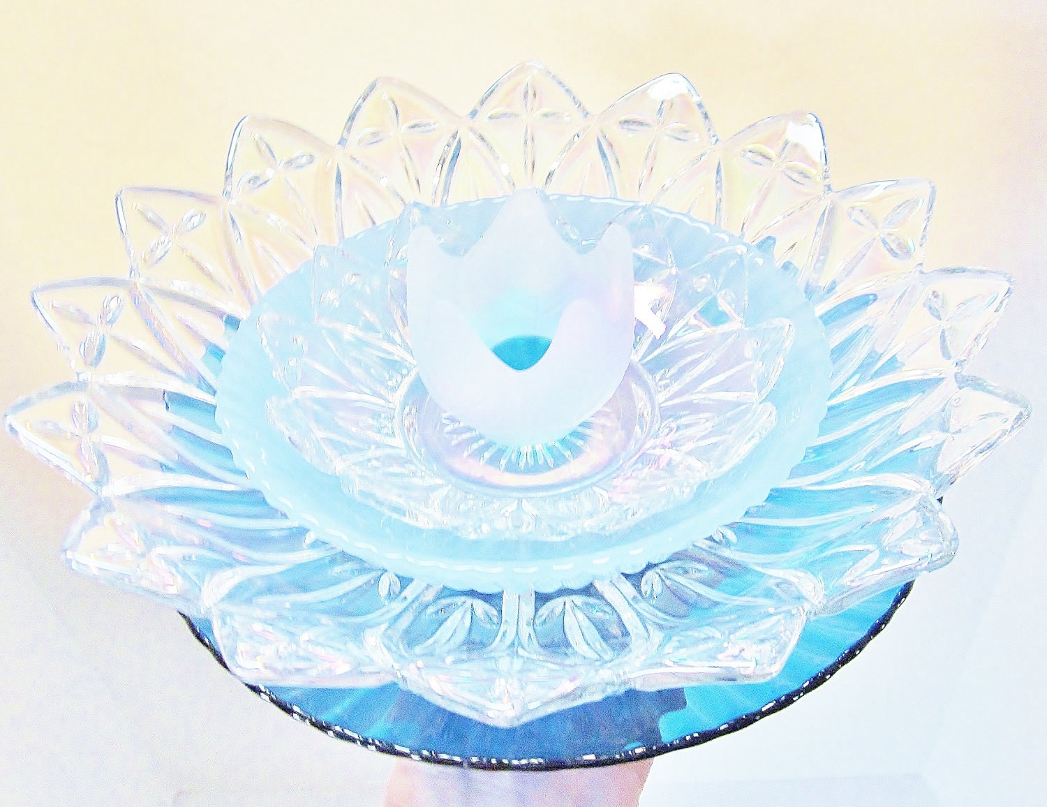 Blue Garden Art Yard Suncatcher UpCycled RePurposed Glass OCEANA