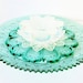 Teal Garden Art Plate Glass Flower Yard Suncatcher UpCycled RePurposed LELA