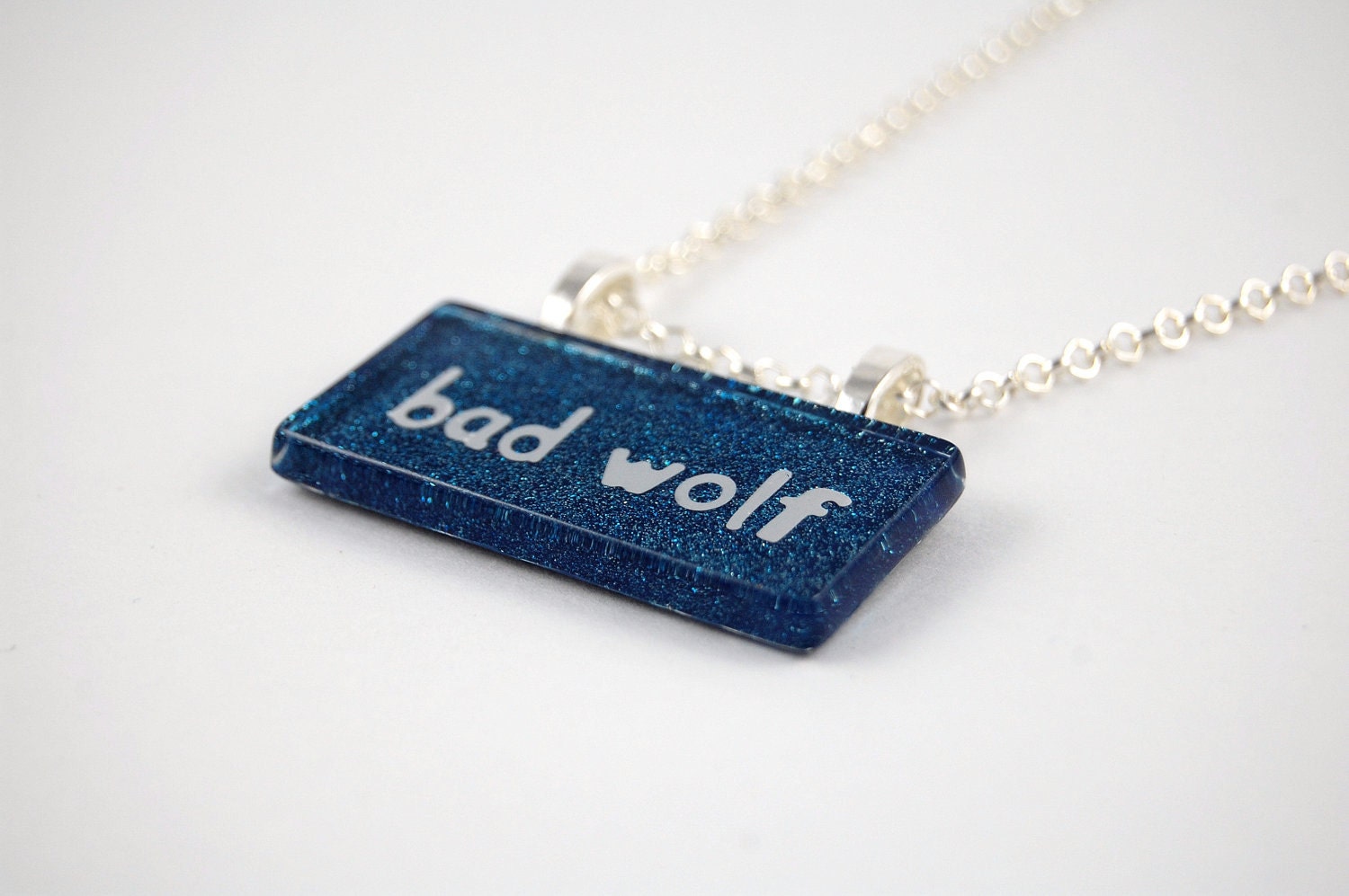 Doctor Who Bad Wolf Nail Polish Necklace Blue Glitter - Unrepeatables