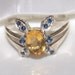 Sterling Silver Citrine, Blue Sapphire Accent Ring