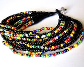 African Christmas Beads Tribal  Multi Strand Bracelet