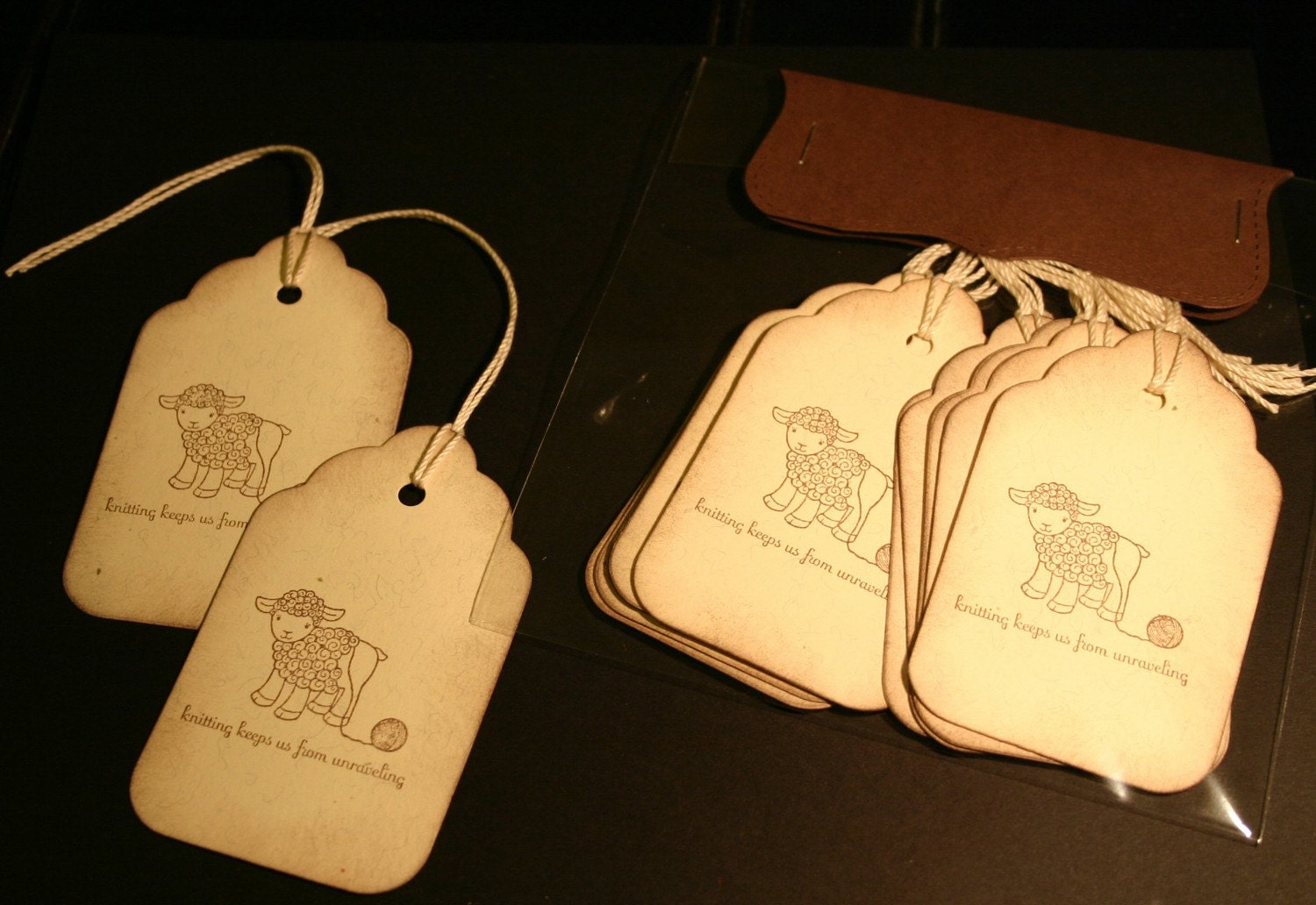 NEW 10 Hand stamped Knitting Lamb Gift Tag, Wool, Yarn, Acid Free