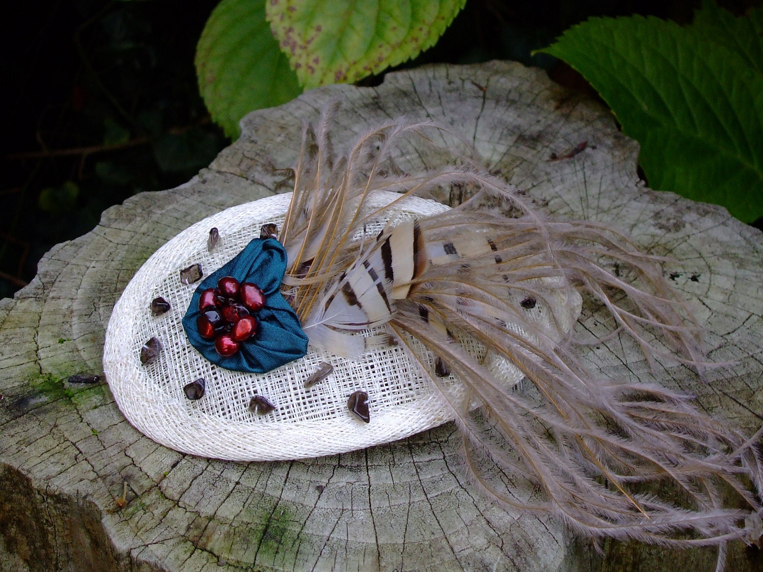 Winter berry bridal fascinator