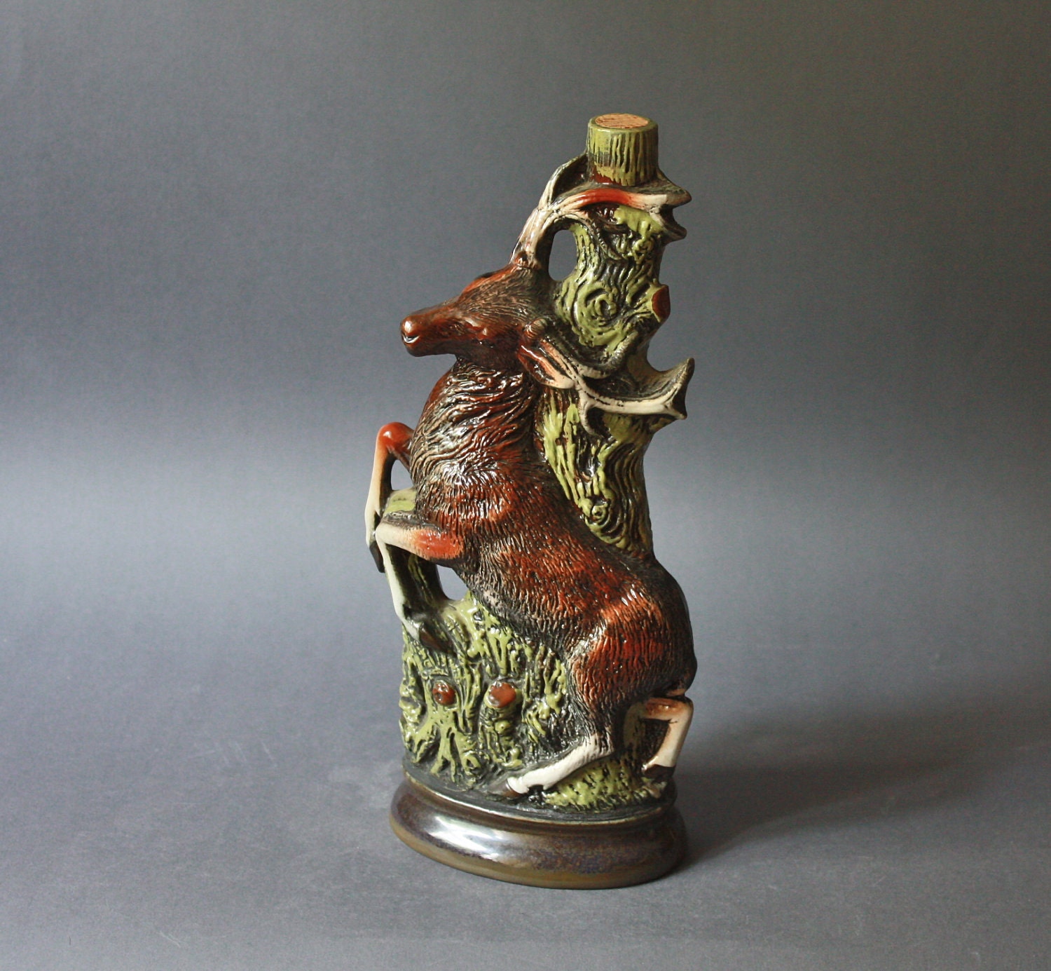 1978 Vintage Sculptural Deer Italian Liquor Bottle Handpainted