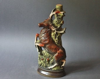 1978 Vintage Sculptural Deer Italian Liquor Bottle Handpainted