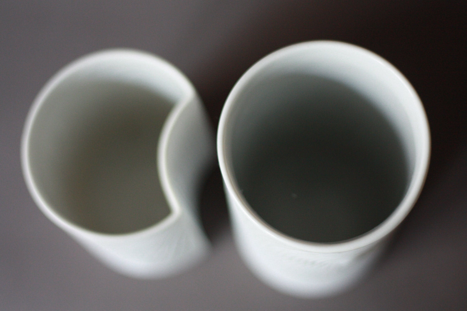 ON SALE Set of Two Matte Porcelain Vases with Woodgrain Relief by Hutschenreuther