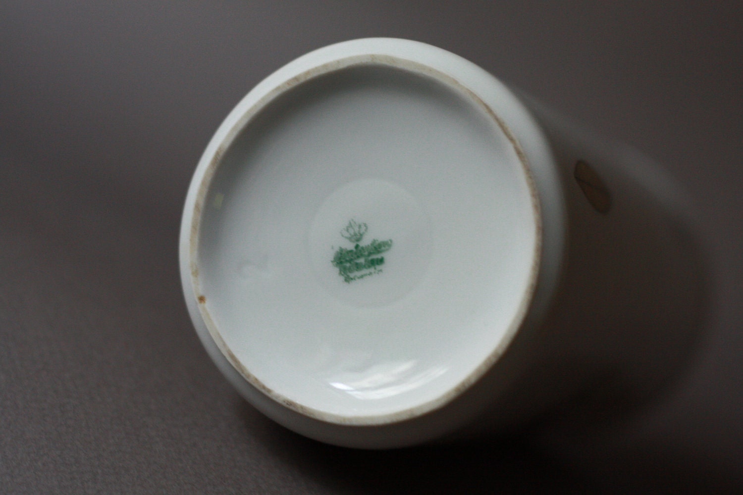 Mid Century Modern Porcelain Vase with Leaves Decals by Winterling 1940s