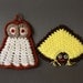 Set of two Whimsical Crocheted Pot Holders Mama and Owl
