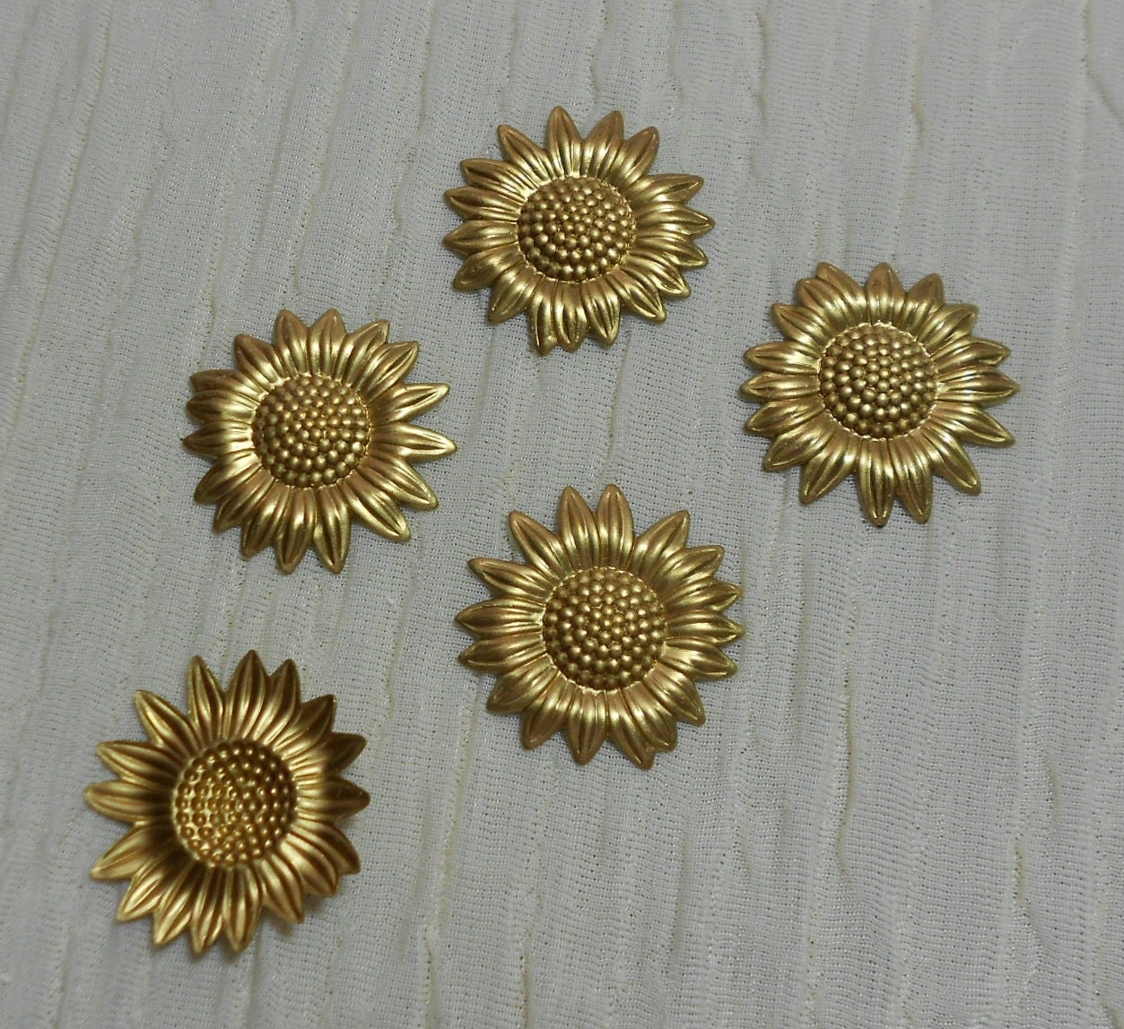 Sunflower Brass Charms Flower Charms Lot of 5