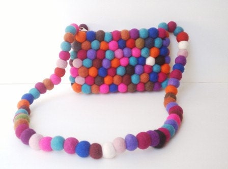 Classic Gumball YUMMI Felt Bag by YUMMI unique beautiful fun colorful clutch purse blue