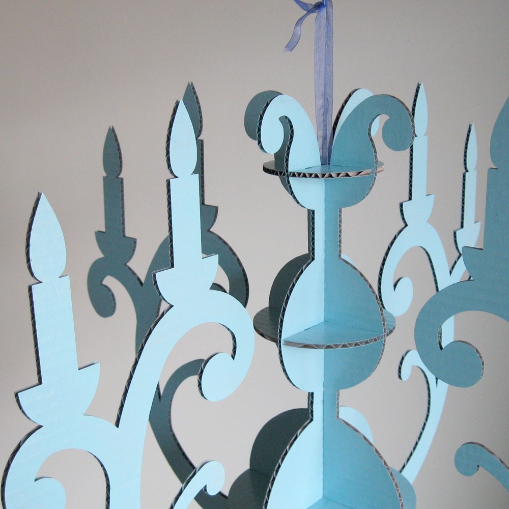 Reserved for pollyjean1975 - Painted Cardboard Chandelier, Pick Your Color, Laser Cut Silhouette by Seequin on Etsy
