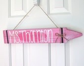 Glitter Crayon Name Plate - Customizable Wall Hanging - Teacher sign - Teacher name plaque - Gift - Kids Room