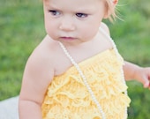 Yellow lace ruffle petti romper for baby and toddler
