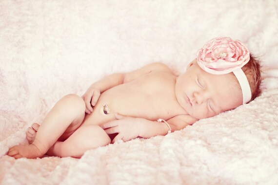 Baby pink flower headband