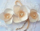 Satin and Chiffon Bridal Hair Clip, set of 3, Magnolia bloom, Southern Charm Wedding