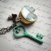 Butterfly Locket Necklace, Skeleton Key, Verdigris Patina, Woodland, Green, Spring Jewelry, Enchanted, Whimsy