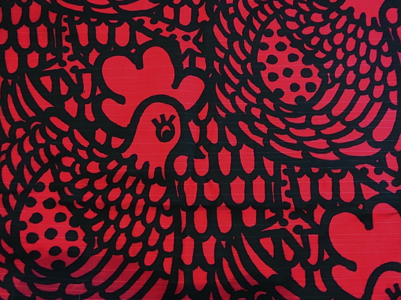 Red chicken print fabric FQ