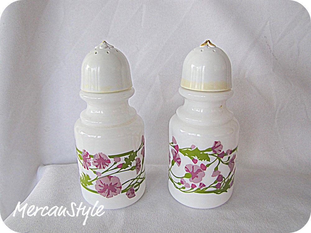 Floral Milkglass Salt and Pepper (avon type)