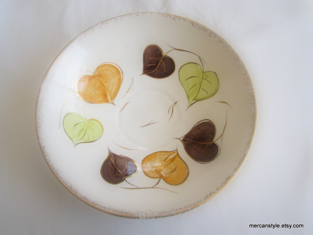 California Pottery Serving Bowl with Gold Leaf HUGE