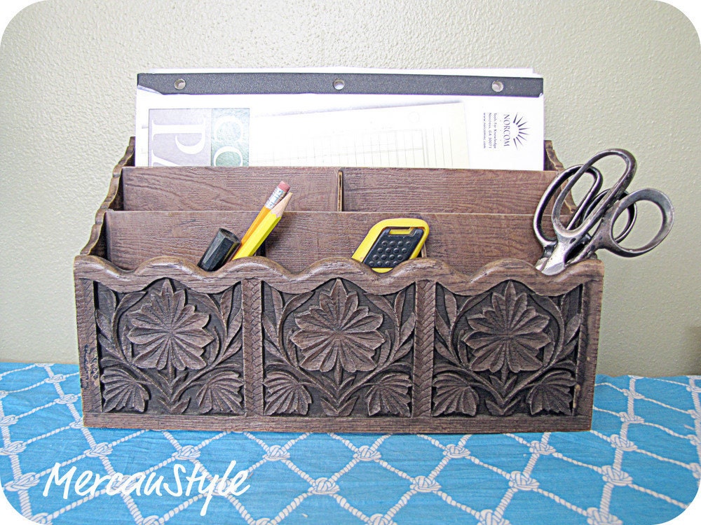 Vintage Lerner Faux Bois Office Organizer