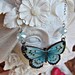 RESERVED for MeggyBeth Heart and Powder Blue Butterfly with Swarovski crystal on Silver